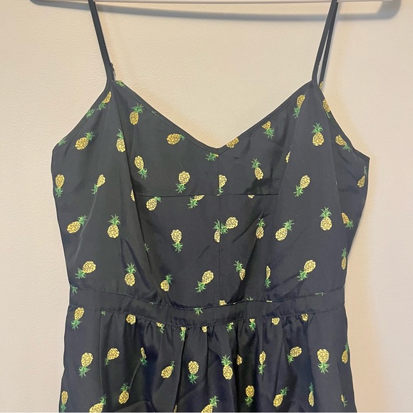 j.crew • navy blue pineapple 🍍 print spaghetti strap a-line mini dress - Picture 9 of 17